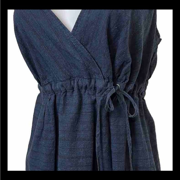 PATAGONIA Dress Island Hemp Crossover Mini Navy Blue Drawstring Sz 8 - Picture 6 of 8